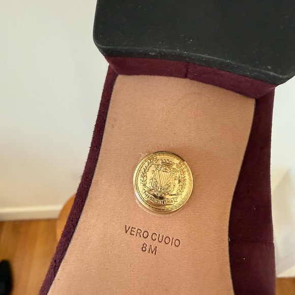 Veronica Beard Cecile Ballet Pumps in Burgundy Suede (Size 8)